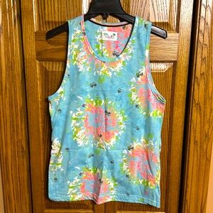 Men’s Blue Tie Dye Kolby Tank Top - Small